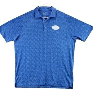 Antigua Mens New York Jets Blue Floral Print Short Sleeve Polo Shirt Size Large